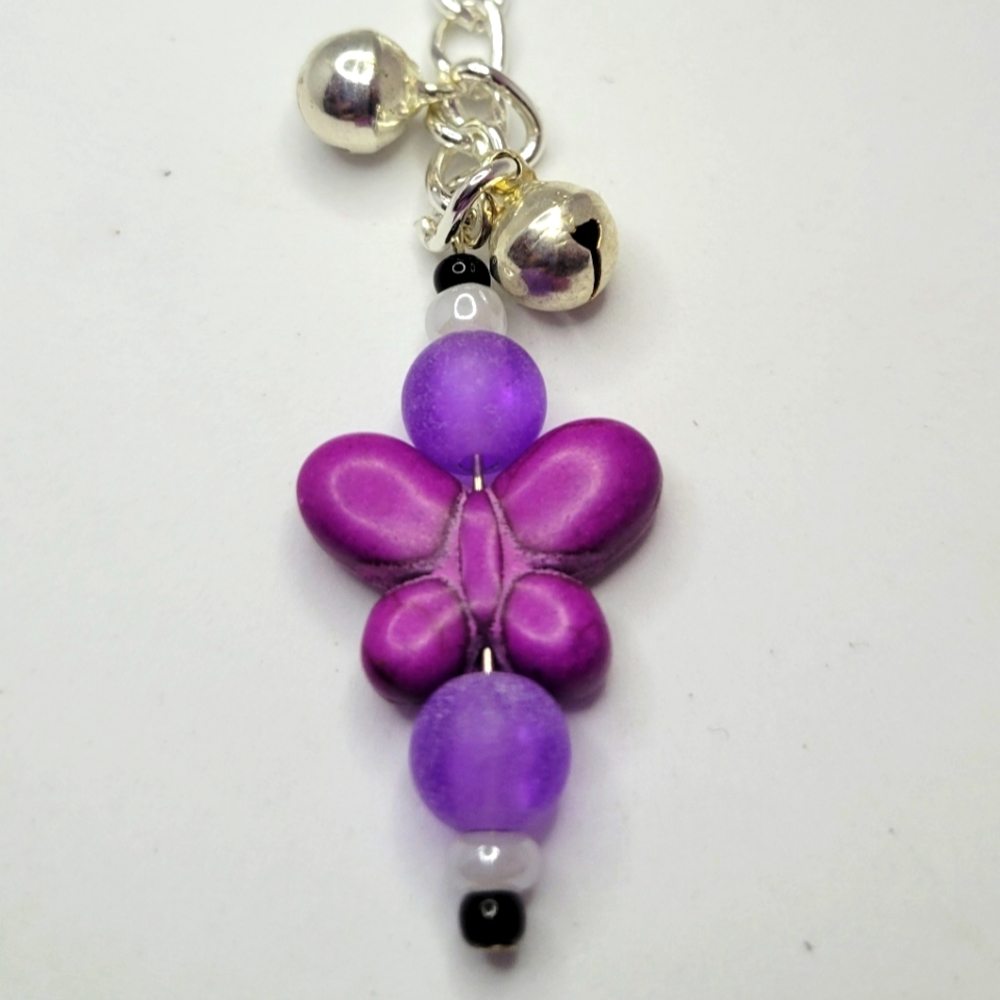 Purple stone bead butterfly Keychain